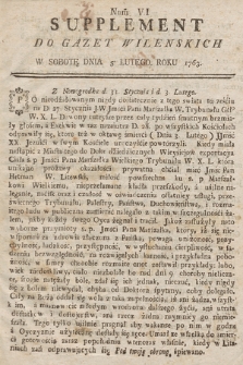 Supplement do Gazet Wilenskich. 1763, nr VI