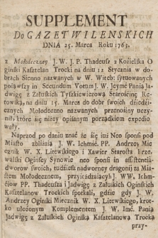 Supplement do Gazet Wilenskich. 1763, nr [25 Marzec]