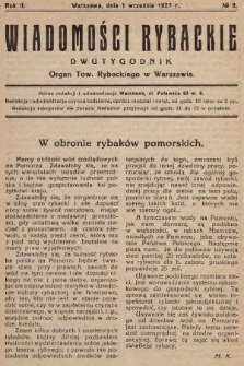 Wiadomości Rybackie : dwutygodnik Organ Tow. Rybackiego w Warszawie. 1927, nr 8
