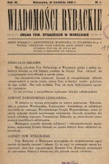 Wiadomości Rybackie : organ Tow. Rybackiego w Warszawie. 1928, nr 1