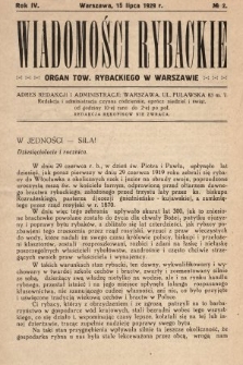 Wiadomości Rybackie : organ Tow. Rybackiego w Warszawie. 1929, nr 2