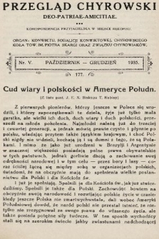 Przegląd Chyrowski : Deo, Patriae, Amicitiae : korespondencja przyjacielska w miejsce rękopisu : organ: Konwiktu, Sodalicji Konwiktowej, Chyrowskiego Koła Tow. im. Piotra Skargi oraz Związku Chyrowiaków. 1935, nr 5