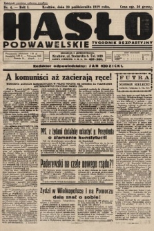 Hasło Podwawelskie : tygodnik bezpartyjny. 1929, nr 4