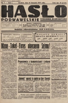 Hasło Podwawelskie : tygodnik bezpartyjny. 1929, nr 7