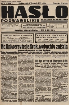 Hasło Podwawelskie : tygodnik bezpartyjny. 1929, nr 8