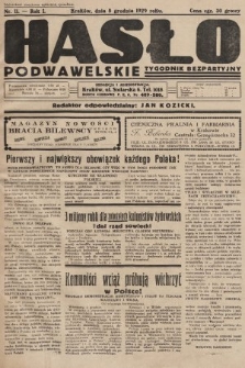 Hasło Podwawelskie : tygodnik bezpartyjny. 1929, nr 11