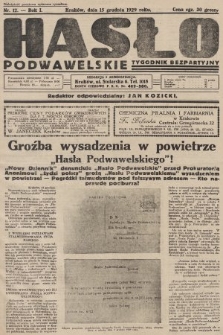 Hasło Podwawelskie : tygodnik bezpartyjny. 1929, nr 12