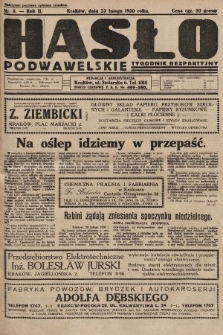 Hasło Podwawelskie : tygodnik bezpartyjny. 1930, nr 8