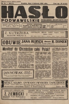Hasło Podwawelskie : tygodnik bezpartyjny. 1930, nr 14