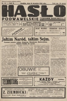Hasło Podwawelskie : tygodnik bezpartyjny. 1930, nr 37