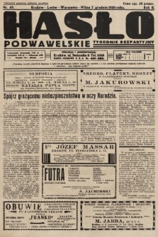 Hasło Podwawelskie : tygodnik bezpartyjny. 1930, nr 49