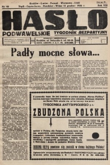 Hasło Podwawelskie : tygodnik bezpartyjny. 1936, nr 40