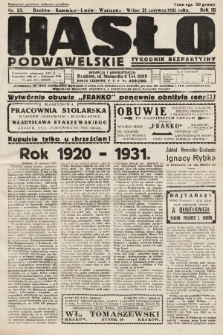 Hasło Podwawelskie : tygodnik bezpartyjny. 1931, nr 25