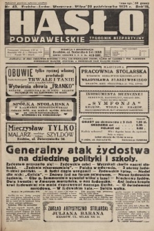 Hasło Podwawelskie : tygodnik bezpartyjny. 1931, nr 43