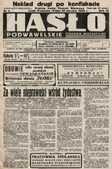 Hasło Podwawelskie : tygodnik bezpartyjny. 1932, nr 4 (nakład drugi po konfiskacie)