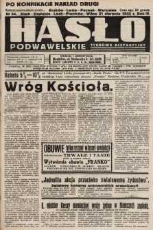 Hasło Podwawelskie : tygodnik bezpartyjny. 1932, nr 34 (nakład drugi po konfiskacie)