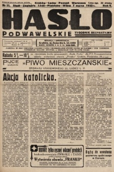 Hasło Podwawelskie : tygodnik bezpartyjny. 1933, nr 11