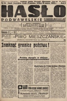 Hasło Podwawelskie : tygodnik bezpartyjny. 1933, nr 12