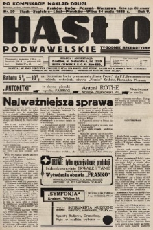 Hasło Podwawelskie : tygodnik bezpartyjny. 1933, nr 20 (nakład drugi po konfiskacie)