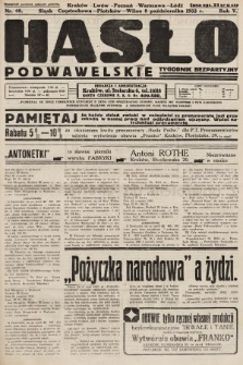 Hasło Podwawelskie : tygodnik bezpartyjny. 1933, nr 40