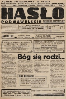 Hasło Podwawelskie : tygodnik bezpartyjny. 1933, nr 51