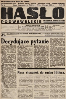 Hasło Podwawelskie : tygodnik bezpartyjny. 1934, nr 6