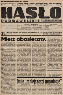 Hasło Podwawelskie : tygodnik bezpartyjny. 1934, nr 7