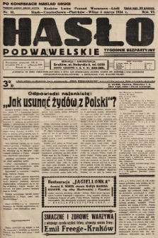 Hasło Podwawelskie : tygodnik bezpartyjny. 1934, nr 10