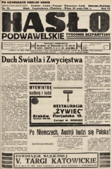 Hasło Podwawelskie : tygodnik bezpartyjny. 1934, nr 21