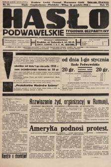 Hasło Podwawelskie : tygodnik bezpartyjny. 1934, nr 51