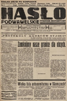 Hasło Podwawelskie : tygodnik bezpartyjny. 1935, nr 7
