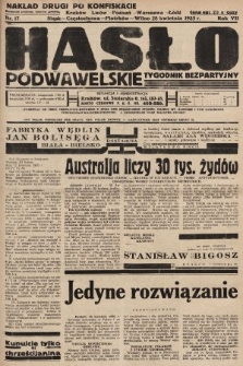 Hasło Podwawelskie : tygodnik bezpartyjny. 1935, nr 17 (nakład drugi po konfiskacie)