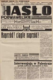 Hasło Podwawelskie : tygodnik bezpartyjny. 1935, nr 27 (nakład drugi po konfiskacie)