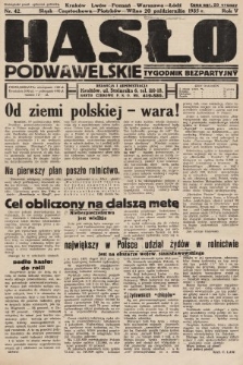 Hasło Podwawelskie : tygodnik bezpartyjny. 1935, nr 42