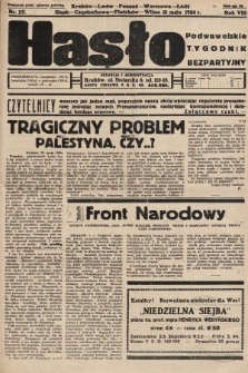 Hasło Podwawelskie : tygodnik bezpartyjny. 1936, nr 20