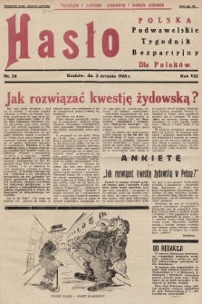 Hasło Podwawelskie : tygodnik bezpartyjny. 1936, nr 24