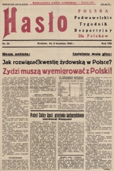 Hasło Podwawelskie : tygodnik bezpartyjny. 1936, nr 26