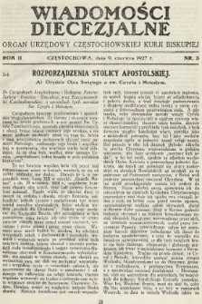 Wiadomości Diecezjalne : organ urzędowy Częstochowskiej Kurji Biskupiej. 1927, nr 3