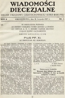 Wiadomości Diecezjalne : organ urzędowy Częstochowskiej Kurji Biskupiej. 1927, nr 5