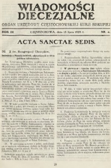Wiadomości Diecezjalne : organ urzędowy Częstochowskiej Kurji Biskupiej. 1928, nr 4