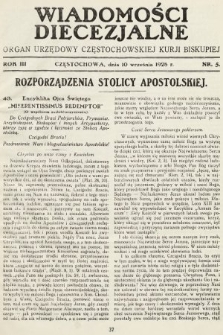 Wiadomości Diecezjalne : organ urzędowy Częstochowskiej Kurji Biskupiej. 1928, nr 5