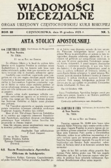 Wiadomości Diecezjalne : organ urzędowy Częstochowskiej Kurji Biskupiej. 1928, nr 7