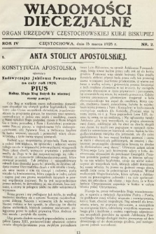 Wiadomości Diecezjalne : organ urzędowy Częstochowskiej Kurji Biskupiej. 1929, nr 2