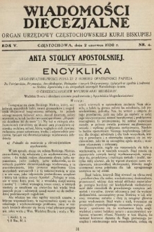 Wiadomości Diecezjalne : organ urzędowy Częstochowskiej Kurji Biskupiej. 1930, nr 4