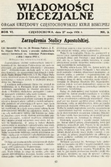 Wiadomości Diecezjalne : organ urzędowy Częstochowskiej Kurji Biskupiej. 1931, nr 3