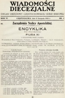 Wiadomości Diecezjalne : organ urzędowy Częstochowskiej Kurji Biskupiej. 1931, nr 5