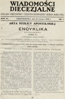Wiadomości Diecezjalne : organ urzędowy Częstochowskiej Kurji Biskupiej. 1932, nr 3