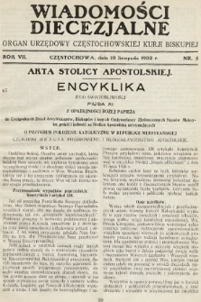 Wiadomości Diecezjalne : organ urzędowy Częstochowskiej Kurji Biskupiej. 1932, nr 5