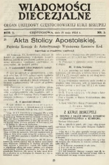 Wiadomości Diecezjalne : organ urzędowy Częstochowskiej Kurji Biskupiej. 1935, nr 3