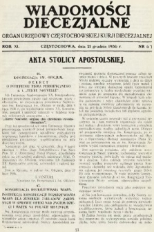 Wiadomości Diecezjalne : organ urzędowy Częstochowskiej Kurji Biskupiej. 1936, nr 6